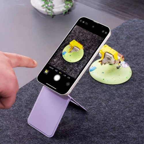 Faltbare Kunstleder MagSafe Handy / Smartphone Halterung Tisch Ständer für Apple iPhone - Schwarz