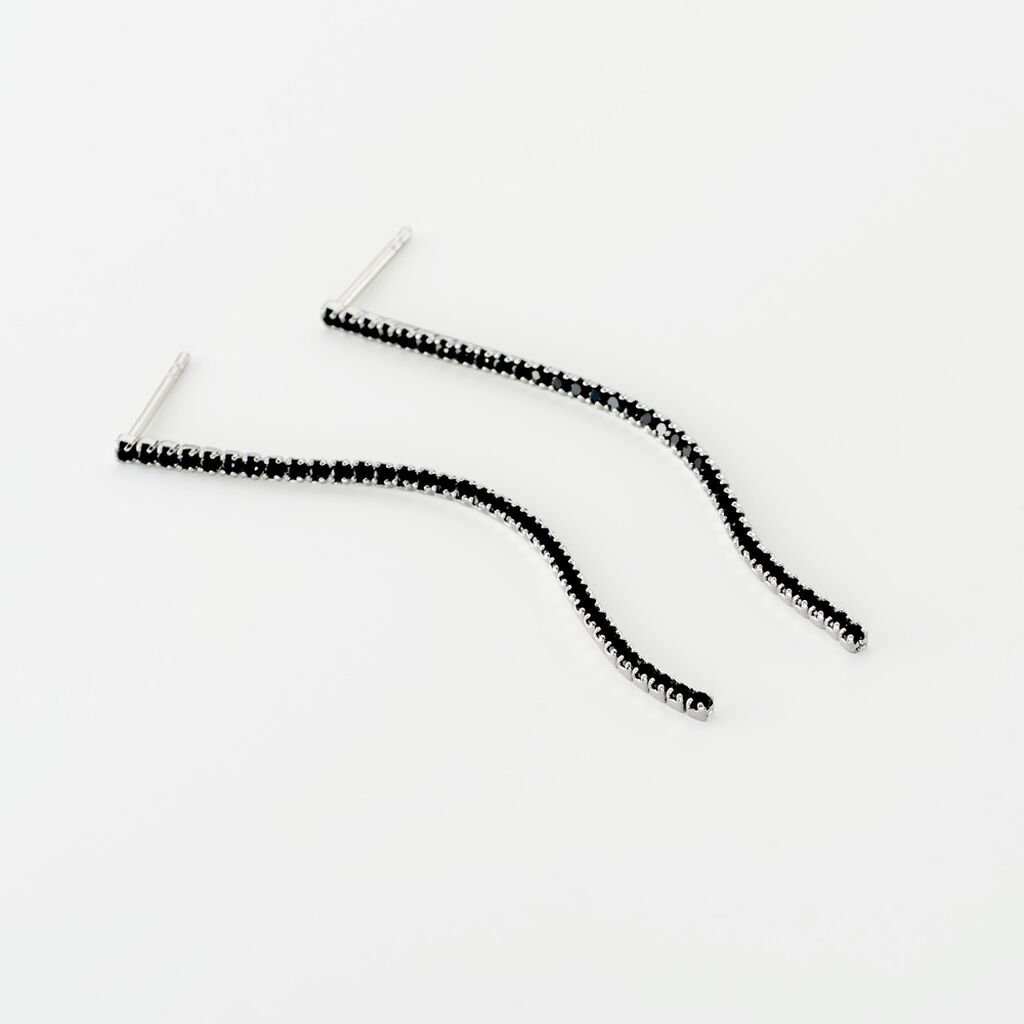Boucles D'oreilles Pendantes Lou-anne Argent Blanc Oxyde Noir