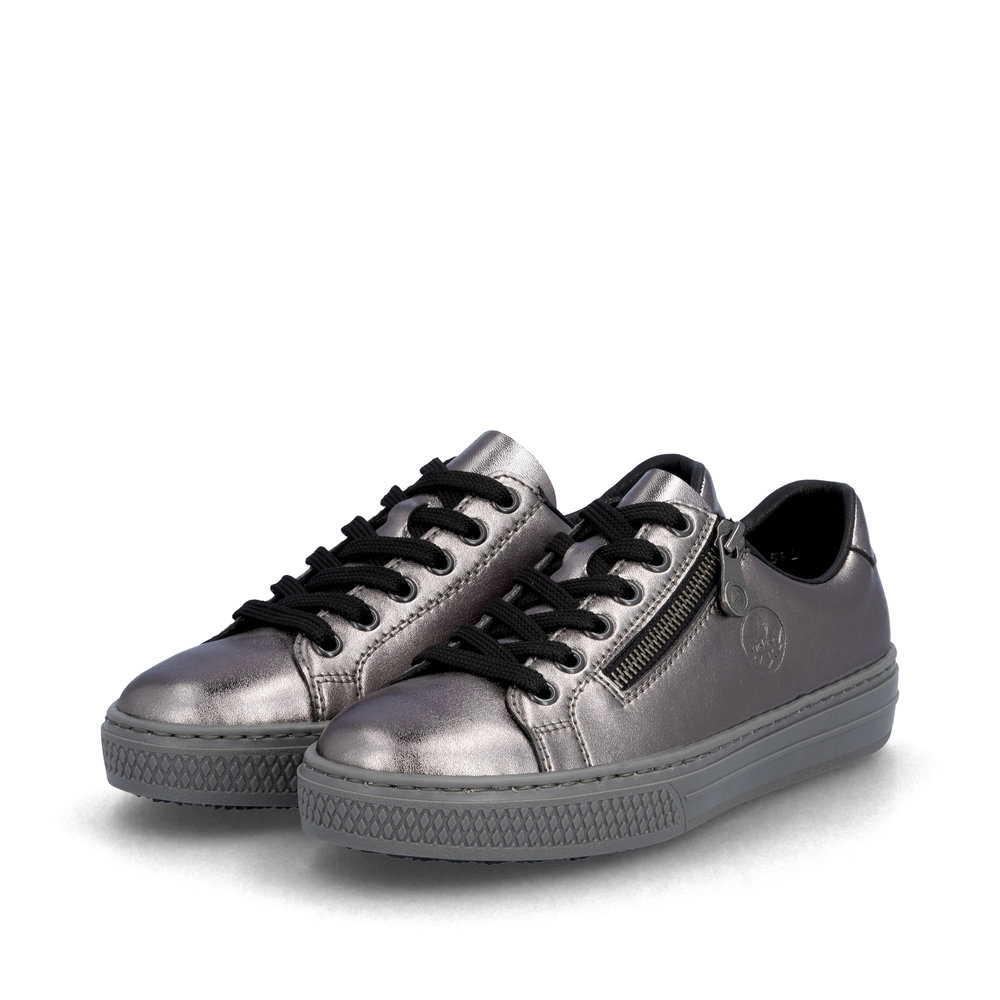 Rieker Damen-Schnürhalbschuh Grau-Schwarz