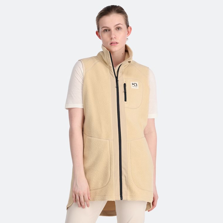 Kari Traa Sanne Pile Vest Long Light Beige