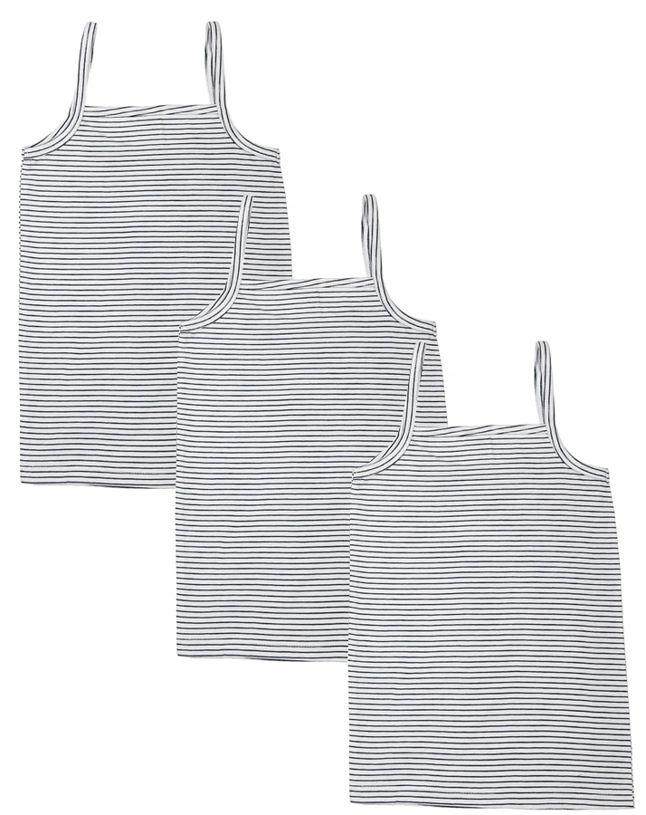 Träger-Unterhemd DARK STRIPES 3er-Pack in weiß/dunkelblau