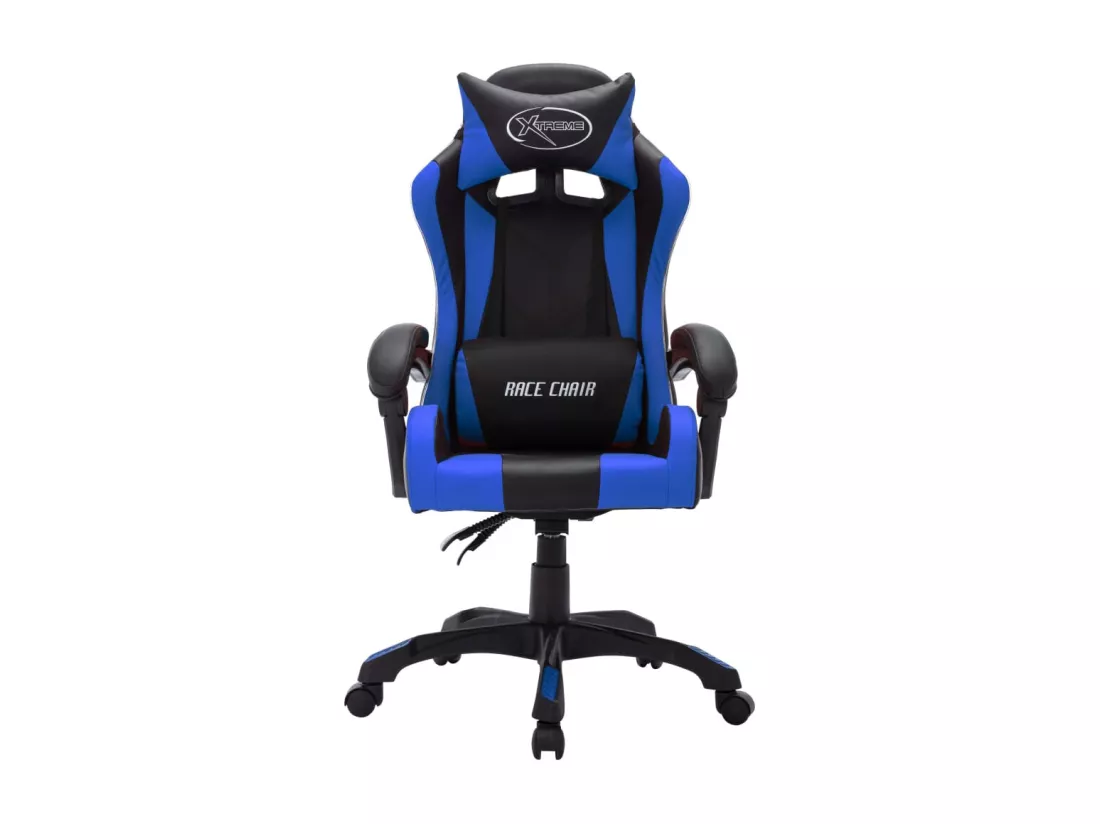 Fauteuil de jeux vidéo avec LED RVB Bleu et noir Similicuir