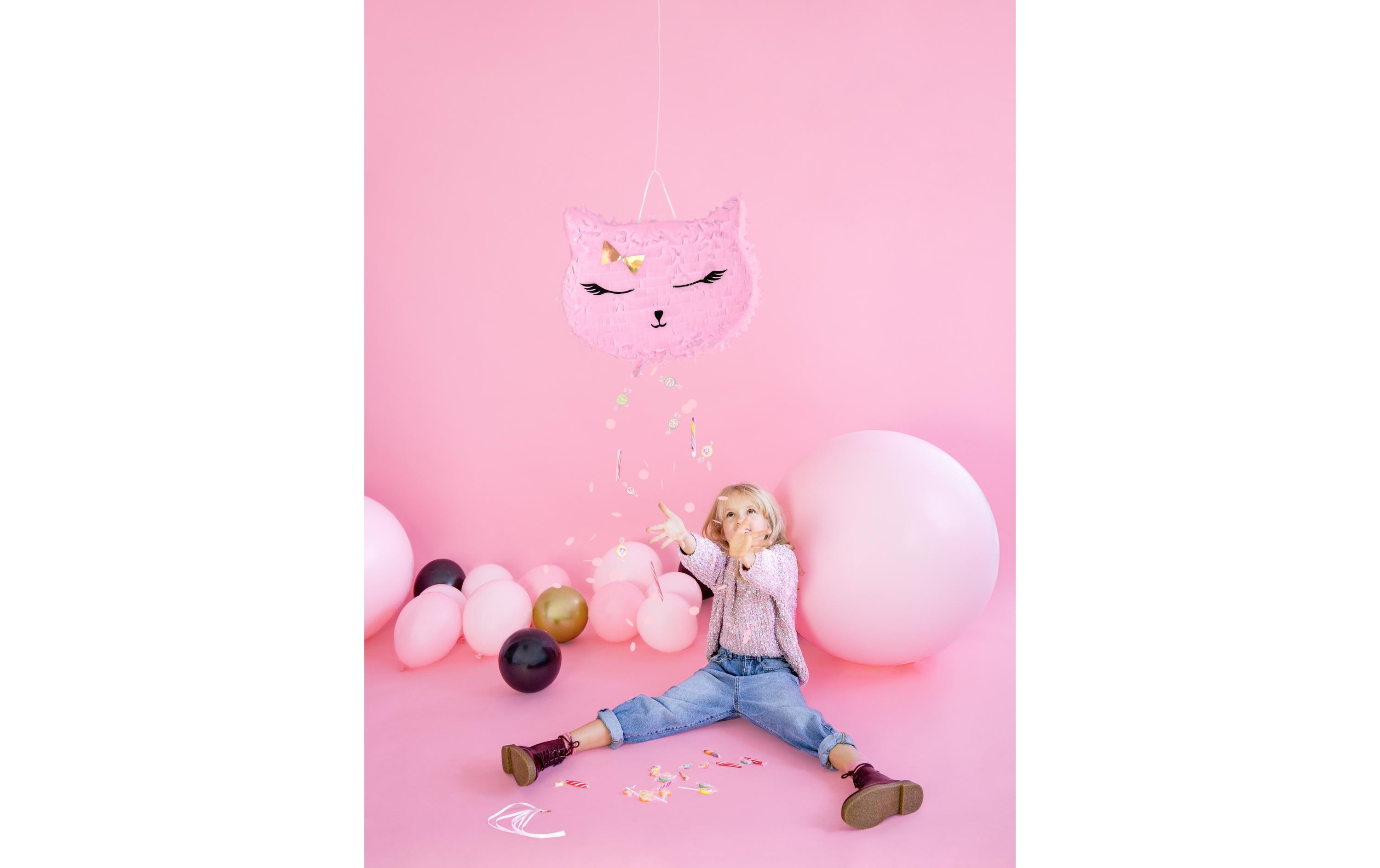 Pinata Katze, 35 x 27 x 9 cm, Rosa, 1 StückPiñata zum Befüllen mit Geschenken, Süssigkeiten etc.