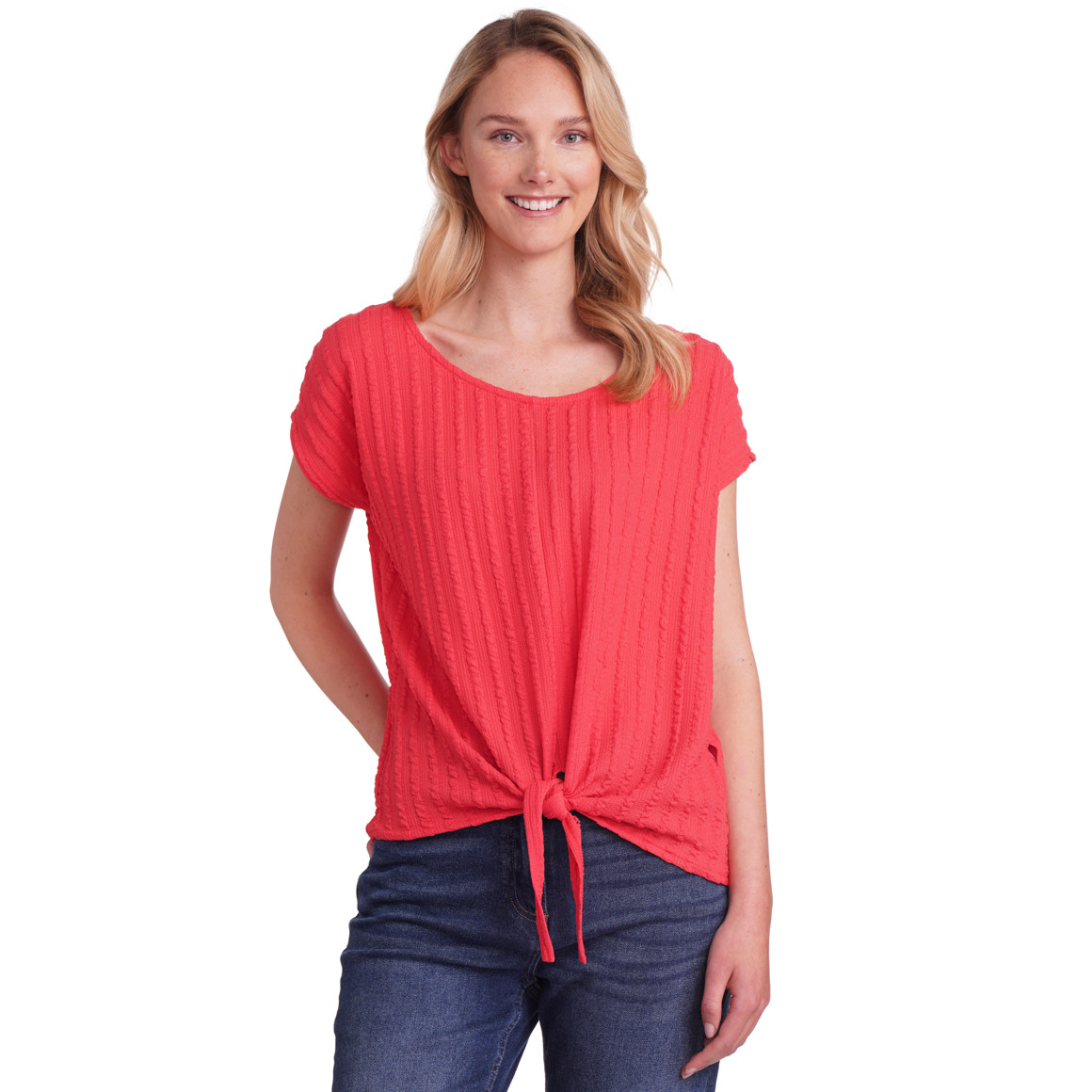 Gina Benotti Damen T-Shirt mit Strukturmuster rot