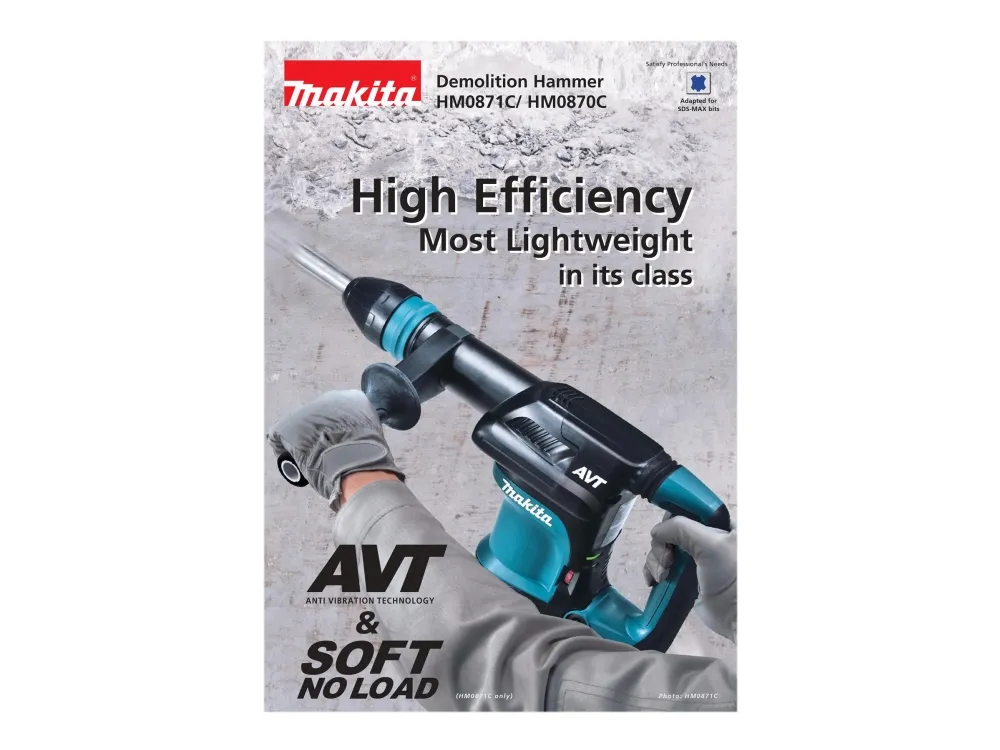 Makita HM0871C - Nedrivningshammer - 1100 W - SDS-max - 8.1 Joule