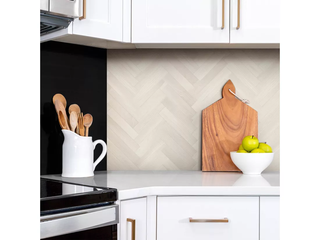 Panneaux muraux autocollants en vinyle imperméable - Parquet clair délicat 100 x 50 cm