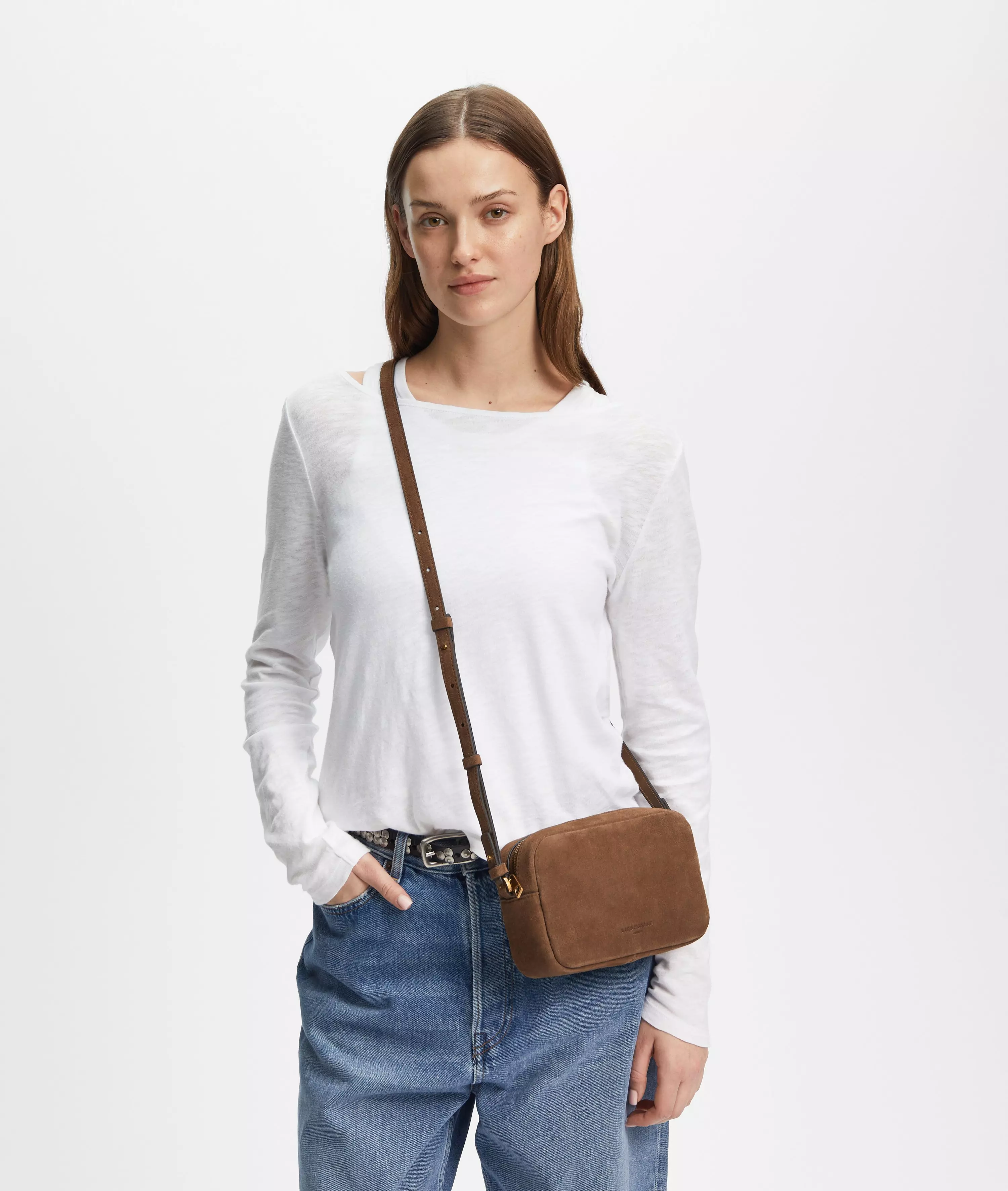 Crossbody Handy suede shoulder bag
