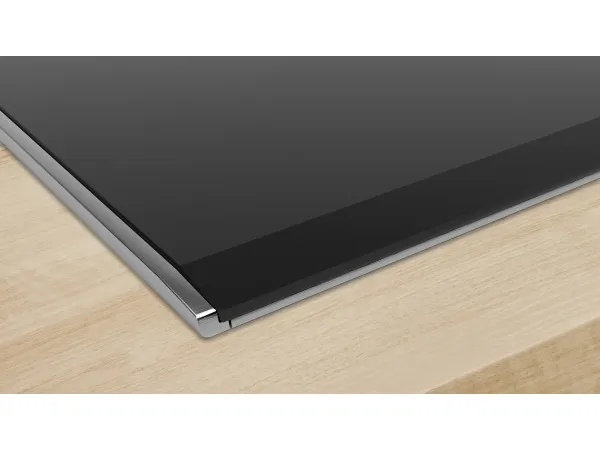 Bosch Serie | 6 PKF375FP2E - Keramisk kogeplade - 2 plader - Niche - bredde: 27 cm - dybde: 49 cm - med kantet front og ryg-pynt, - with ComfortProfil, - med sidepynt af børstet aluminium - børstet aluminium/sort