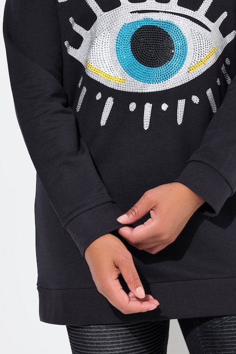 Sweatshirt, verziertes Augen-Motiv