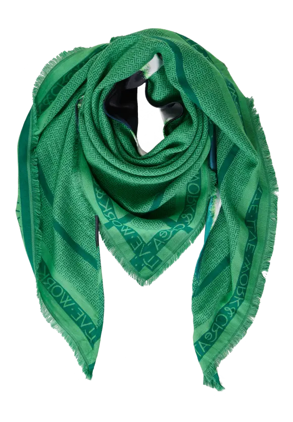 Printtuch mit Fransen - fresh spring green