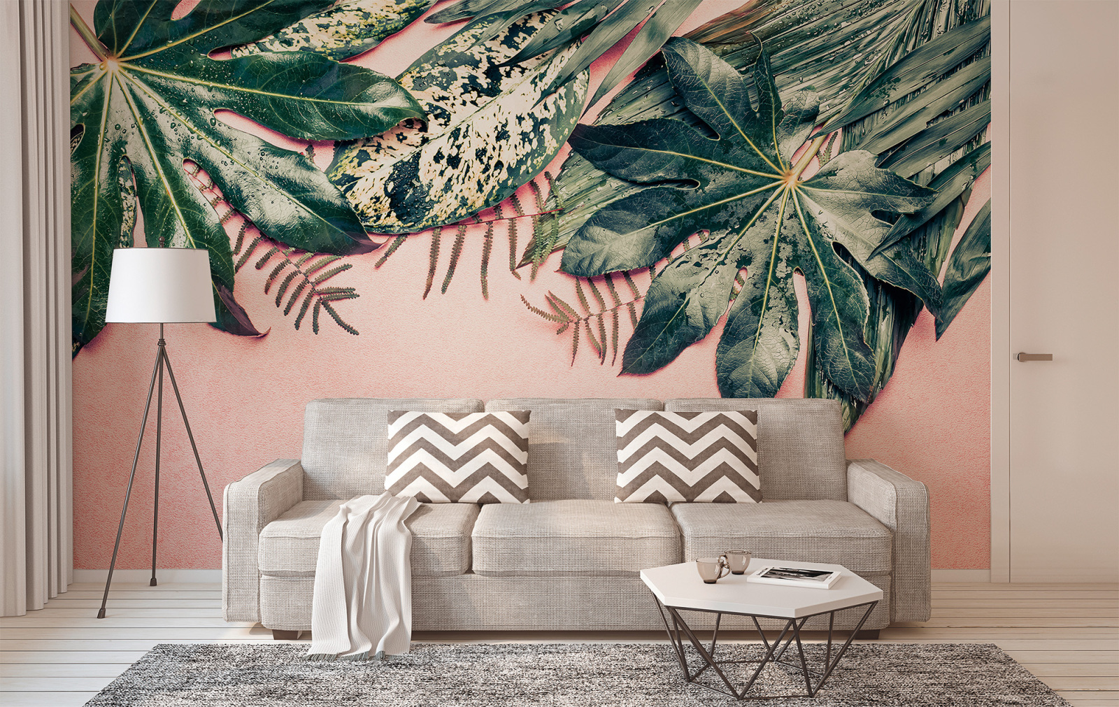 Fototapete DESIGNWALLS - rosa-grün - Pflanzen - 2,55 Meter