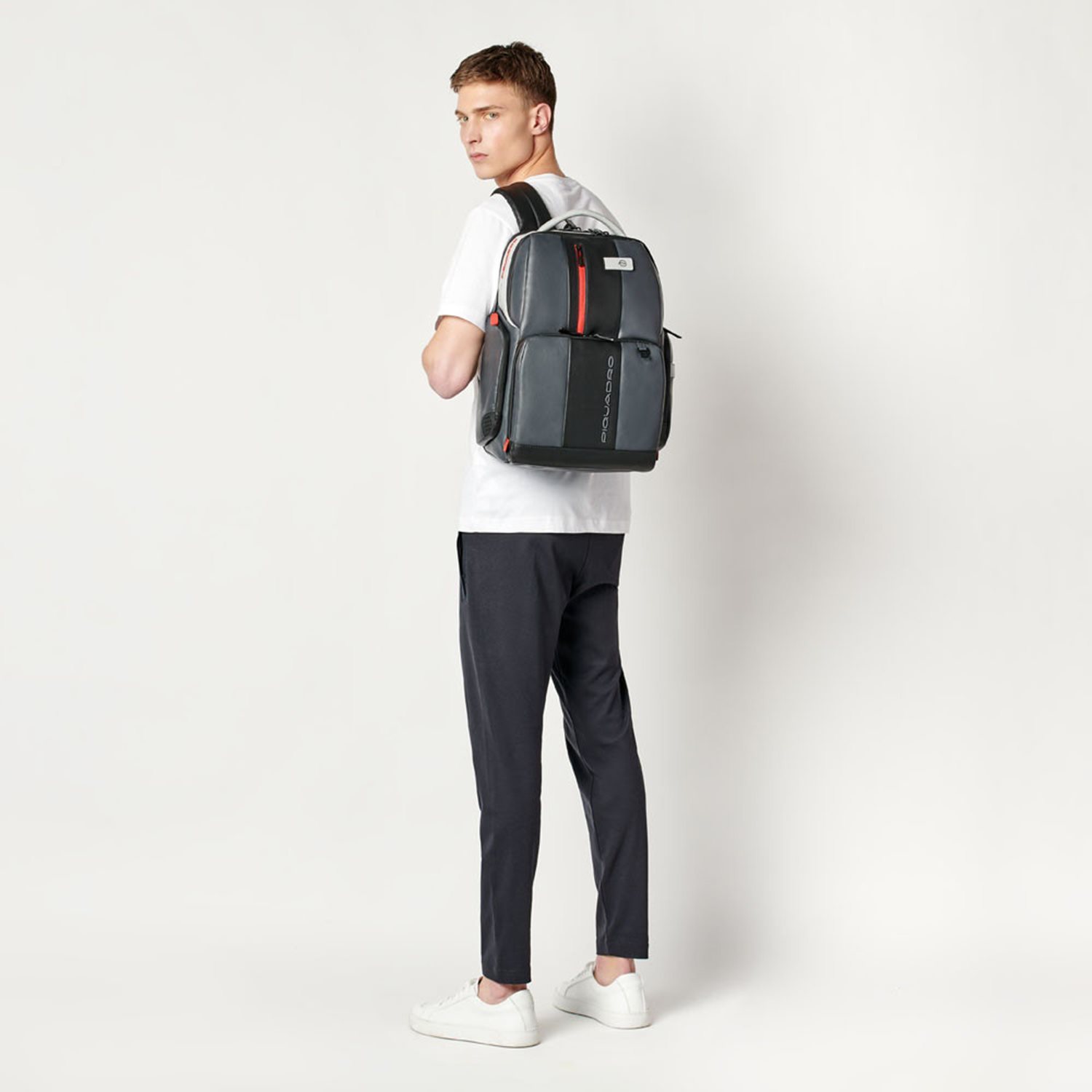 Piquadro Urban PC and iPad Backpack with Anti theft cable grey black