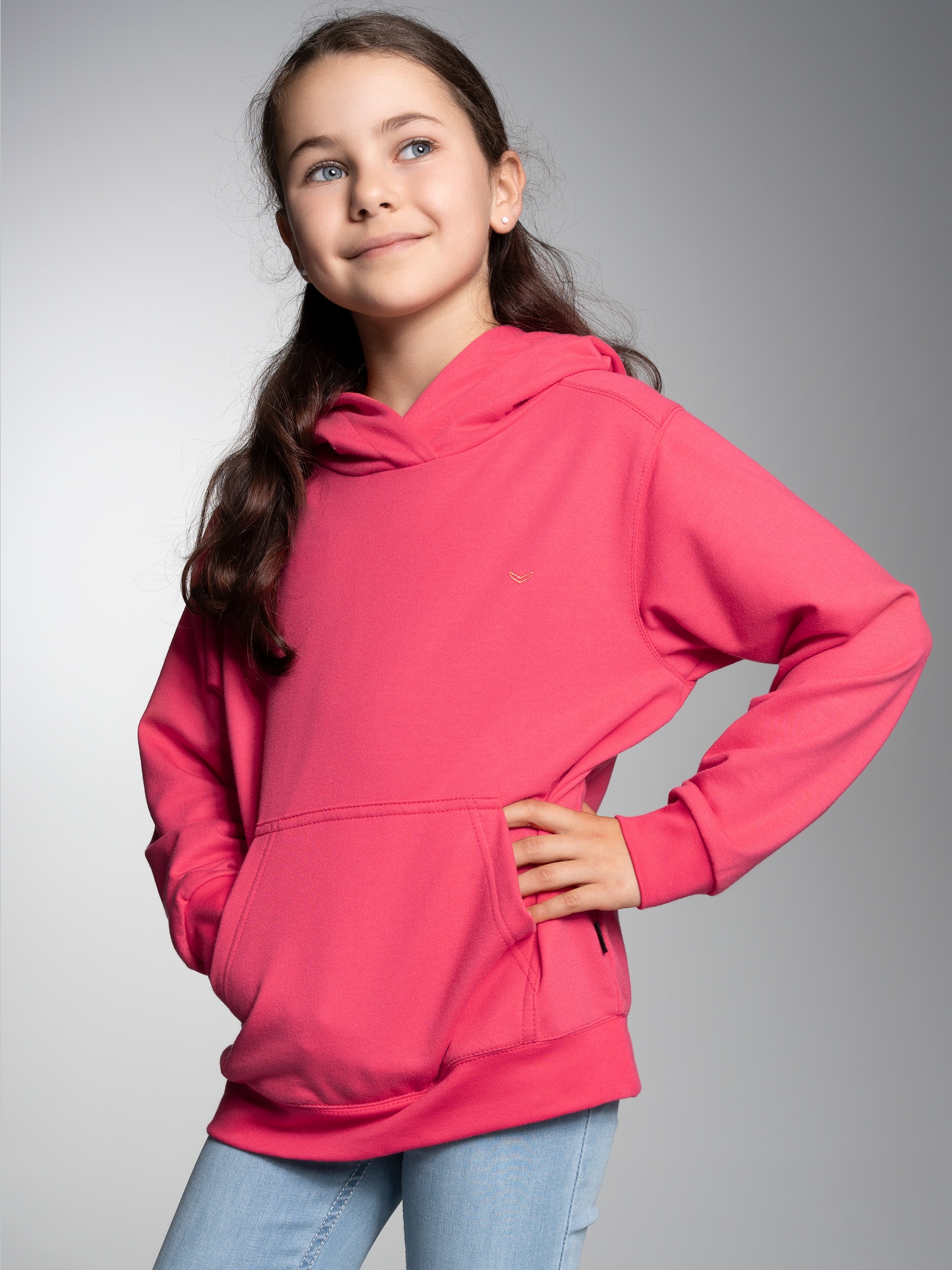 Hoodie in leichter Sweat-Qualität Koralle