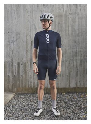Maillot Manches Courtes POC Essential Road Logo Bleu Marine