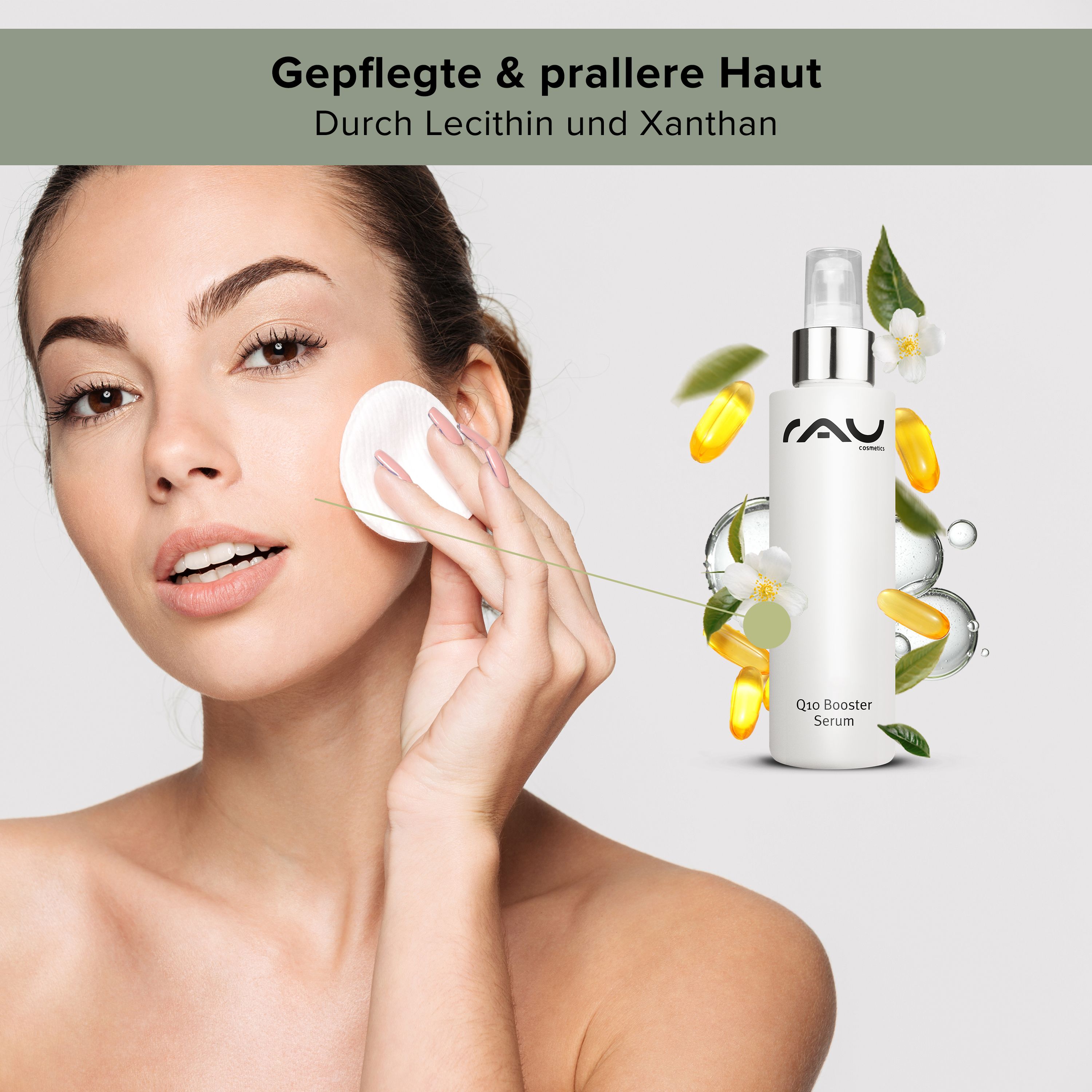 RAU Cosmetics Q10 Booster Serum - Anti-Aging Serum gegen Falten für straffe Haut