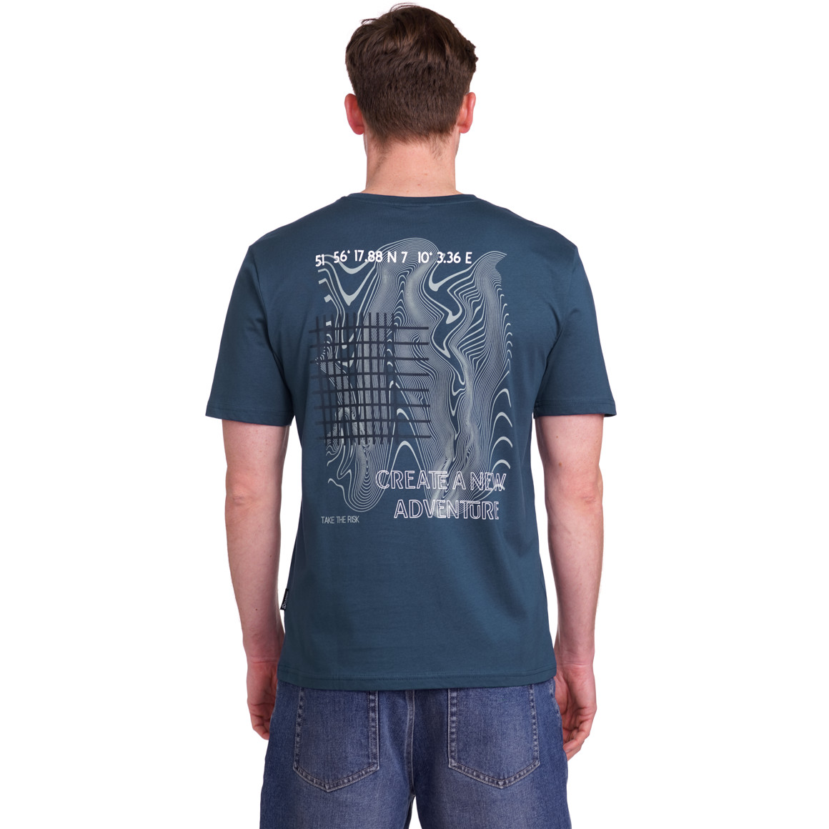 VanVaan Denim Herren T-Shirt mit Rücken-Print dunkelblau