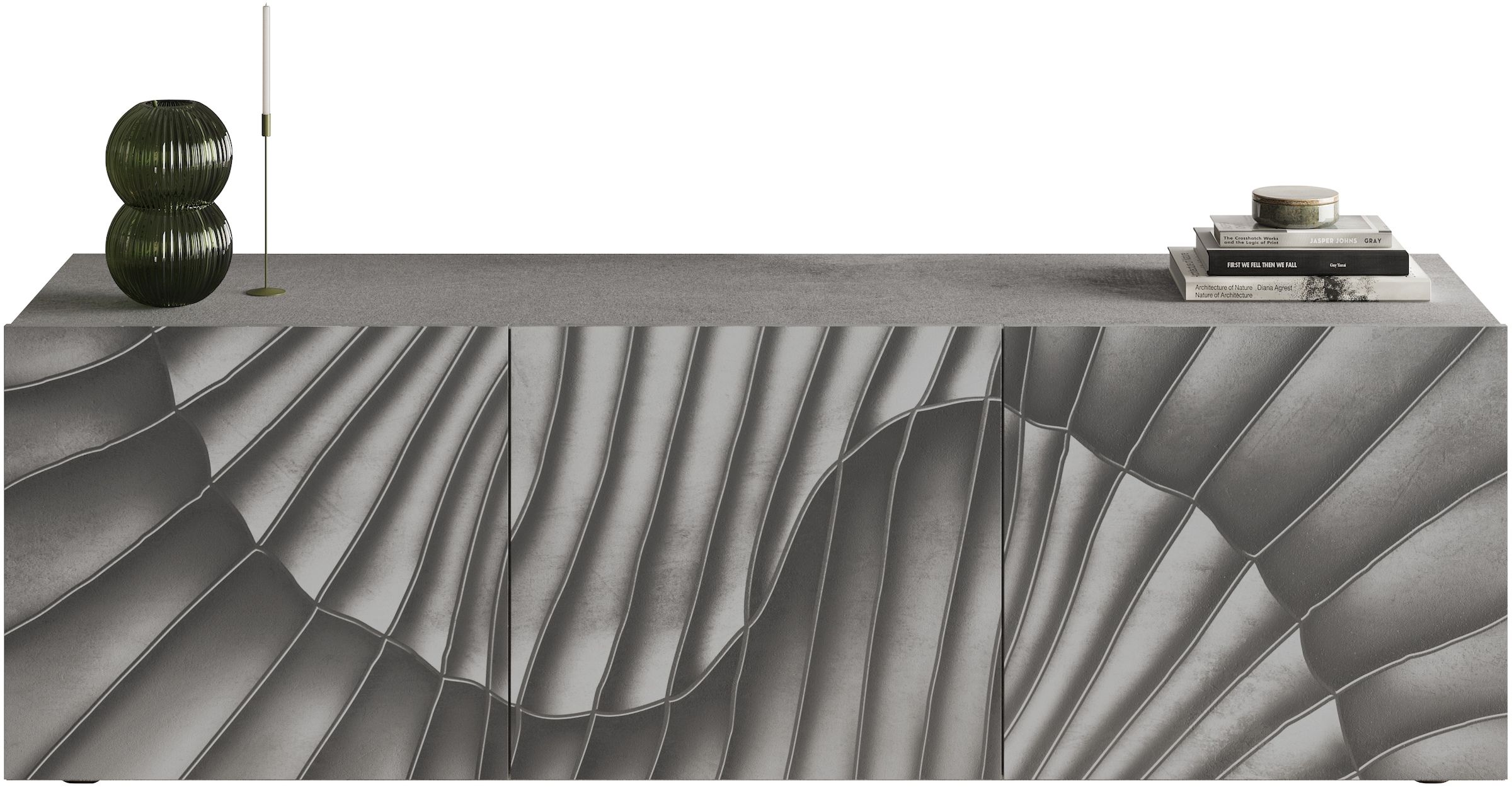 INOSIGN Lowboard »Snake, TV-Möbel, TV-Schrank, Media-Board, Breite 181 cm, viel Stauraum« mit Siebdruck-Front, 3 Türen, bodenstehend, stilvoll & funktional