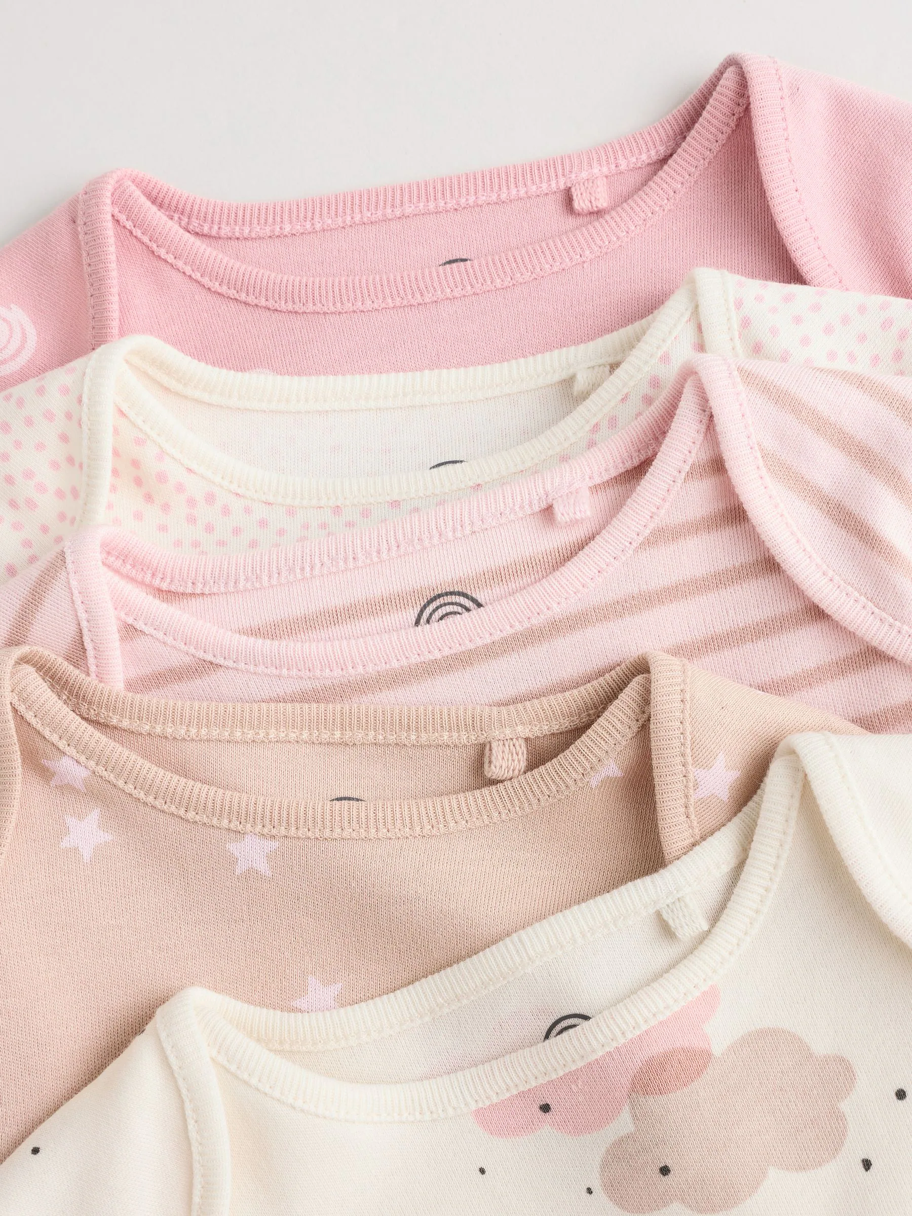 Roze - Set van 5 rompers met lange mouwen