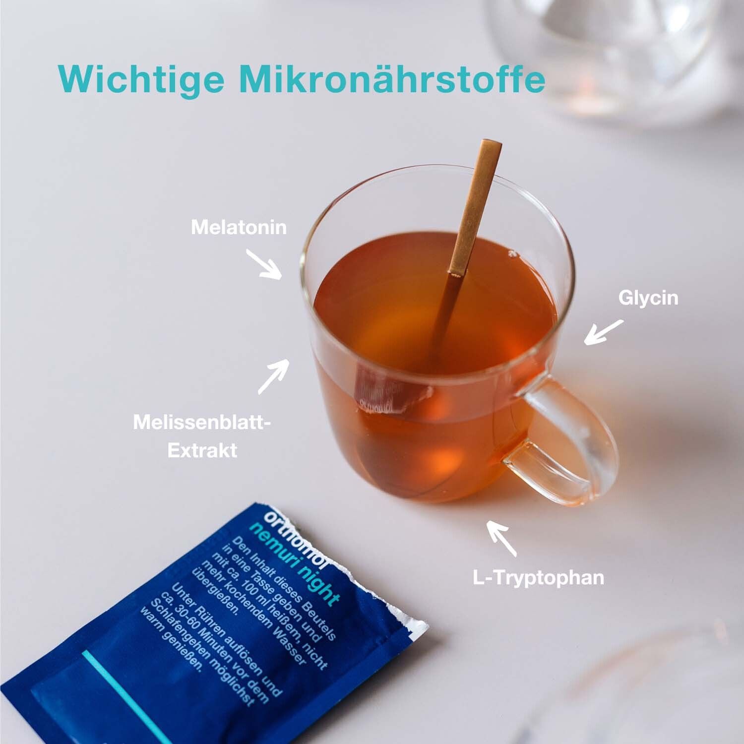 Orthomol Nemuri night - zur Verkürzung der Einschlafzeit - Heißgetränk mit Melatonin und Hopfen-Extrakt - Granulat