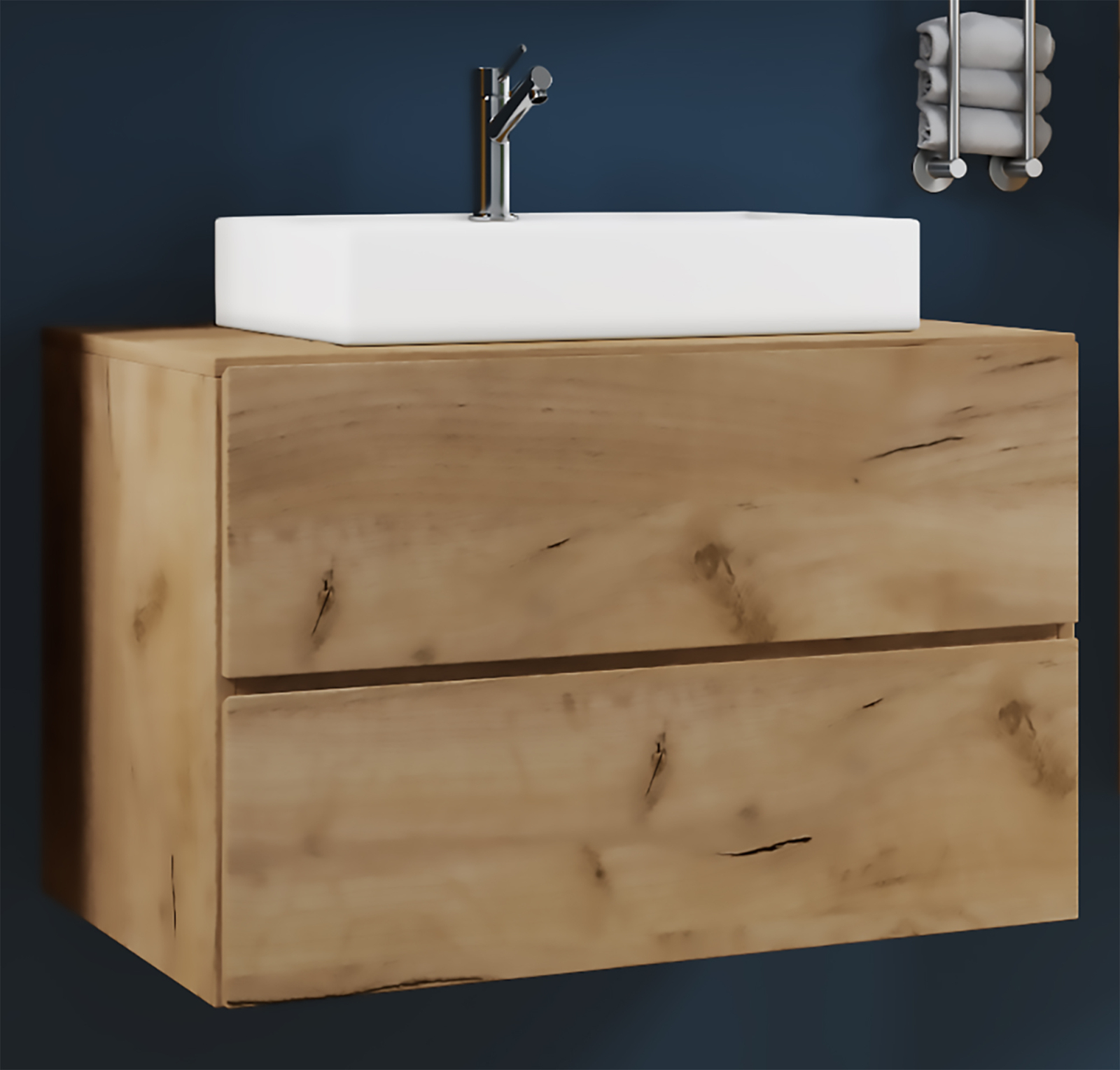 Waschtisch LENDAS S - Honig-Eiche - mit Waschbecken - 80 cm