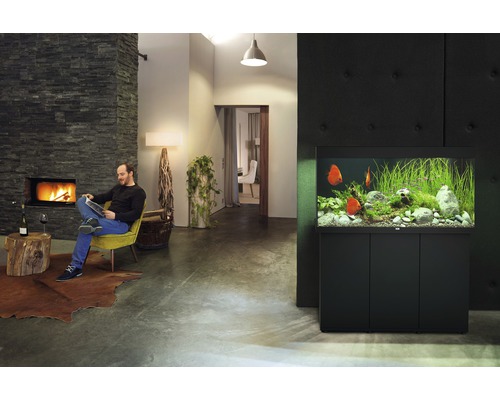 JUWEL Rio 350 aquarium met LED-verlichting, pomp, filter, verwarming (zonder kast), zwart