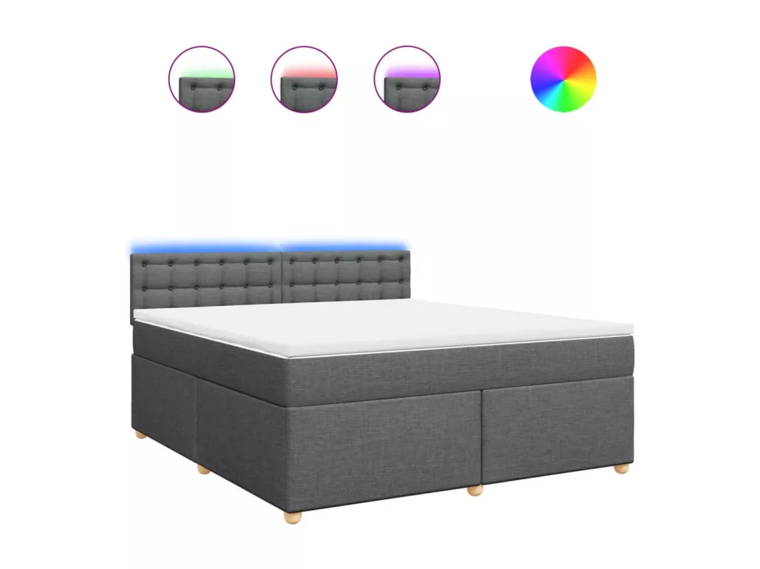 Sommier à lattes de lit avec matelas Gris foncé 180x200cm Tissu