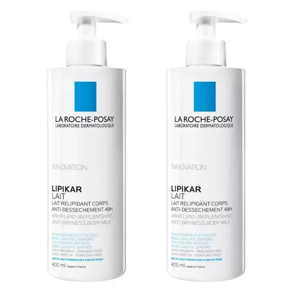 La Roche Posay Lot Lipikar Lait Relipidant Corps Anti-Dessèchement 48h 2x400ml