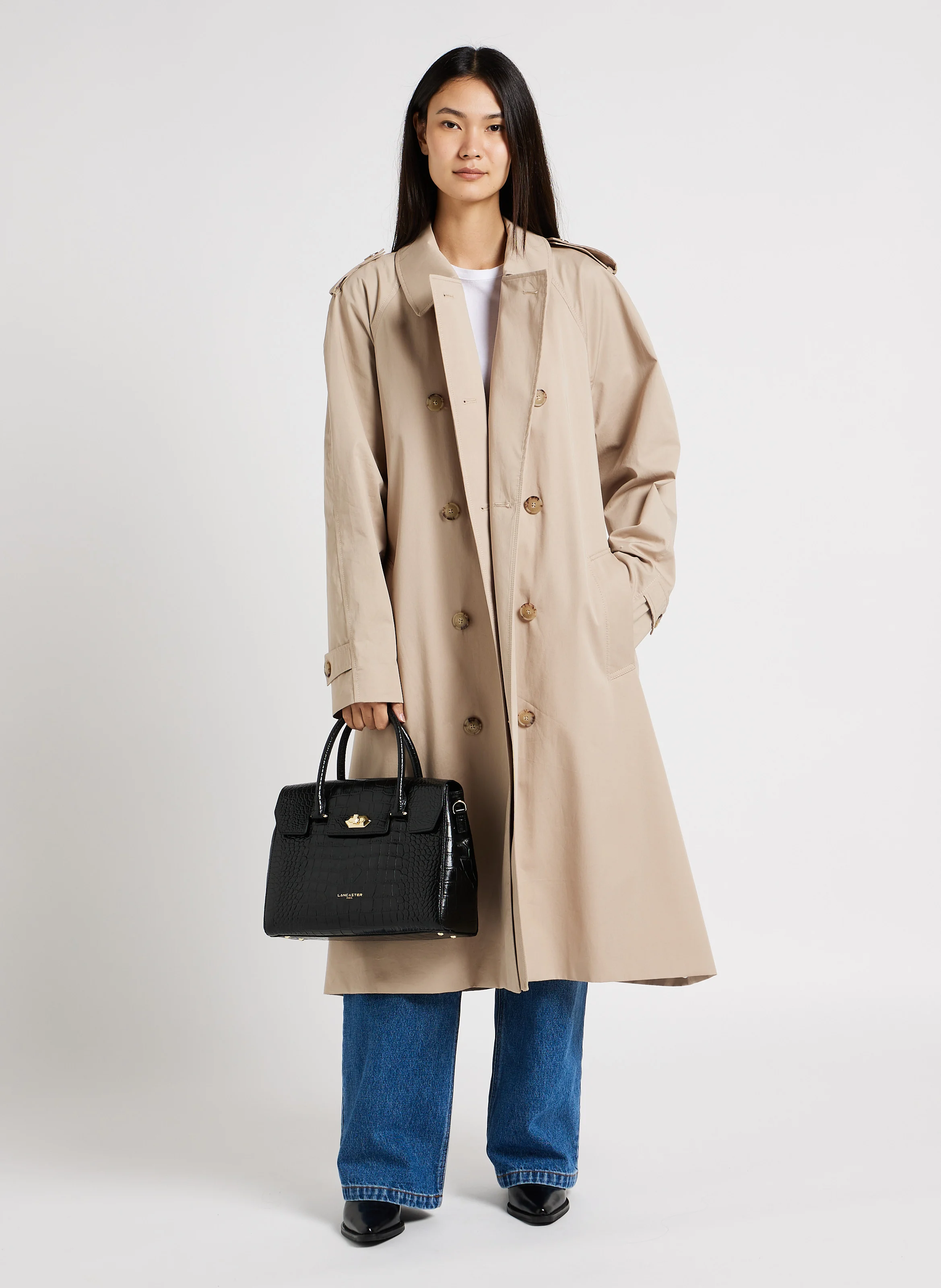 EXO - Sac cabas en cuir embossé croco | Noir