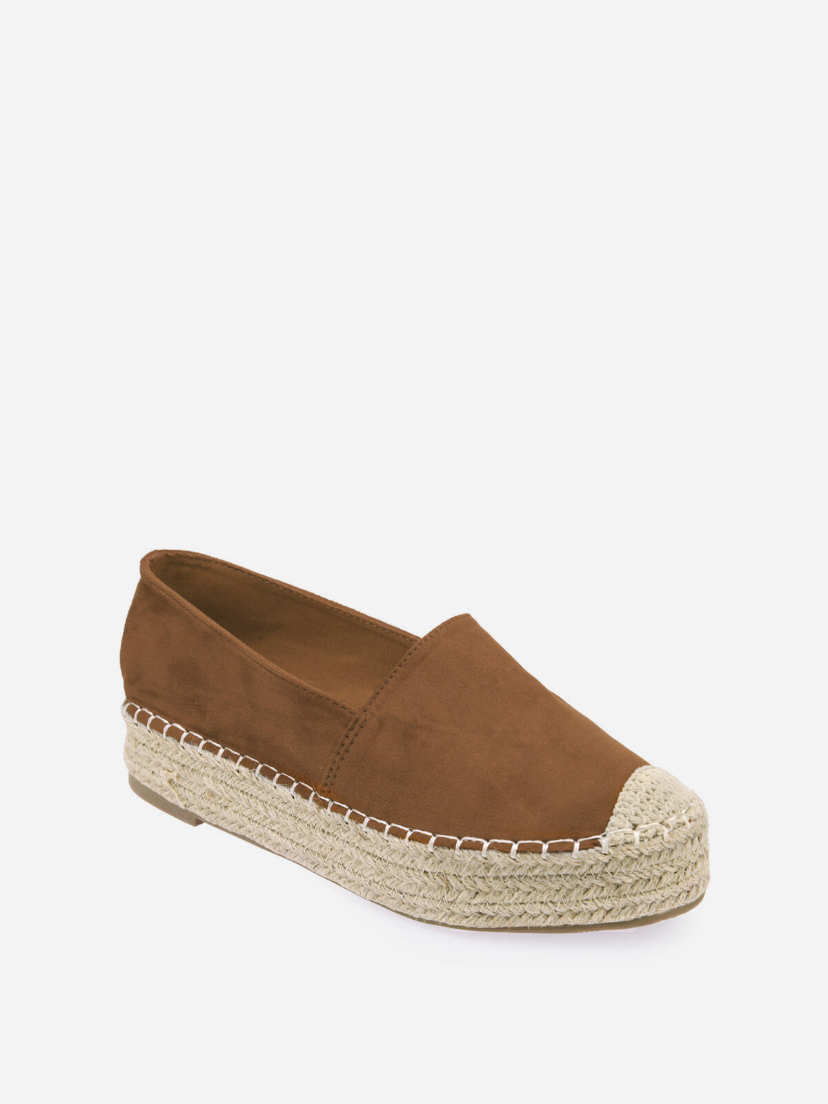 Espadrilles en suédine à plateforme- Camel