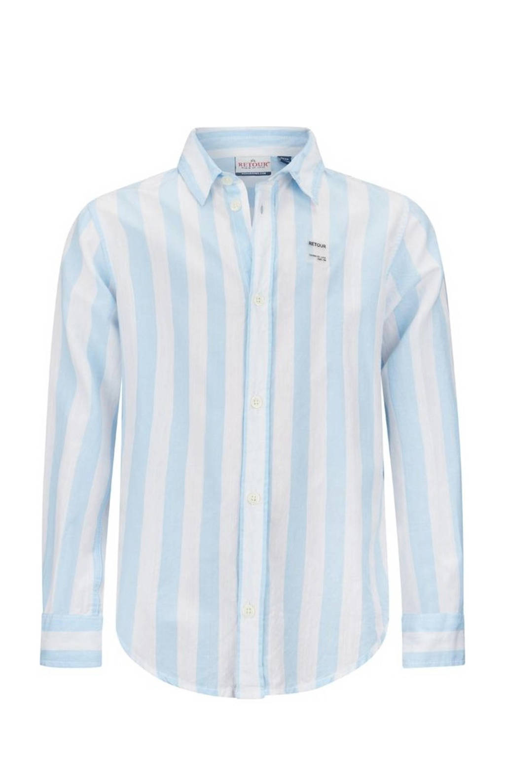 Retour Jeans gestreept overhemd Dion lichtblauw/wit