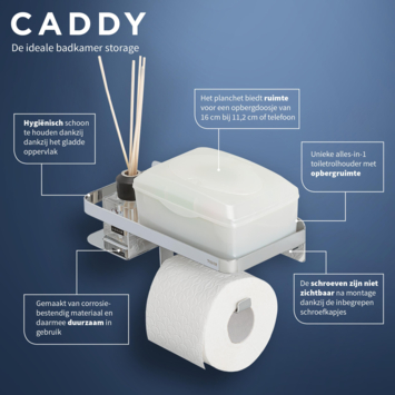 Tiger toiletrolhouder Caddy Chroom