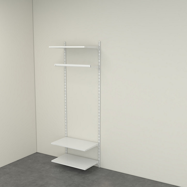 Rangement ouvert mural 1 colonne avec penderie H. 200 x L. 66 x P. 40 cm
