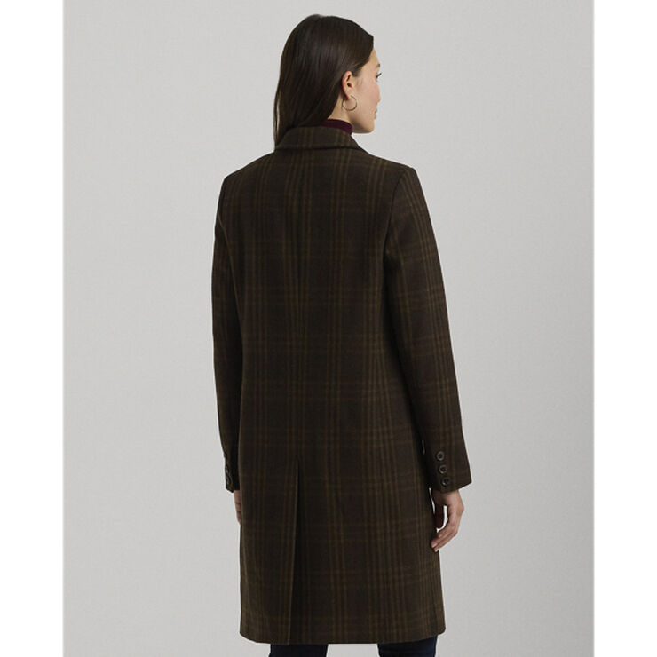 Lauren Ralph Lauren LODEN PLAID WOOL-WOOL SB REEFER 38 Brown plaid