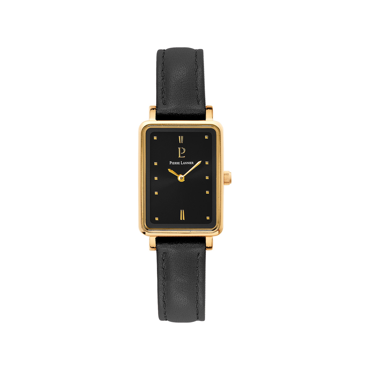 Montre PIERRE LANNIER Ariane acier doré femme bracelet cuir noir