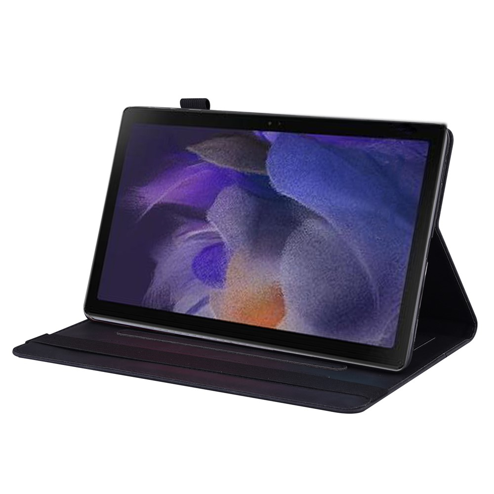 Samsung Galaxy Tab A11 / A9 Leder Tasche Flipcase mit Kartenfächern   S-Pen Halterung - Schwarz