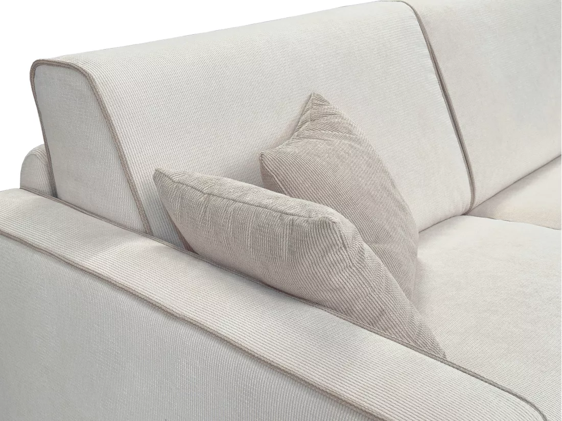 Canapé 3 places convertible express en tissu texturé beige avec assise à mémoire de forme matelas 20 cm FRAPALI