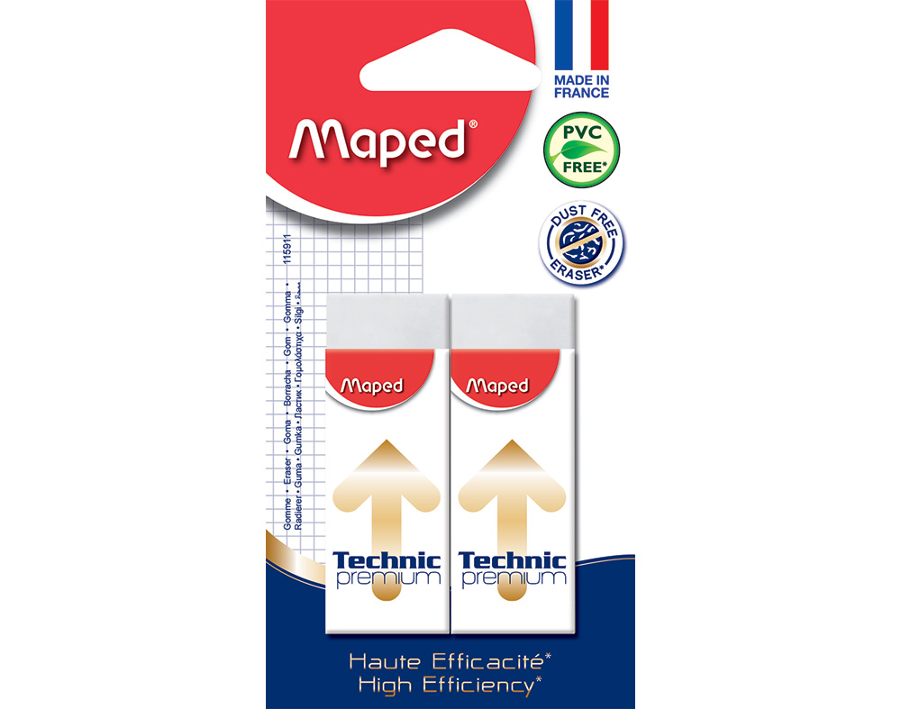 CONJUNTO DE 2 BORRACHAS TECHNIC MAPED PREMIUM BRANCO