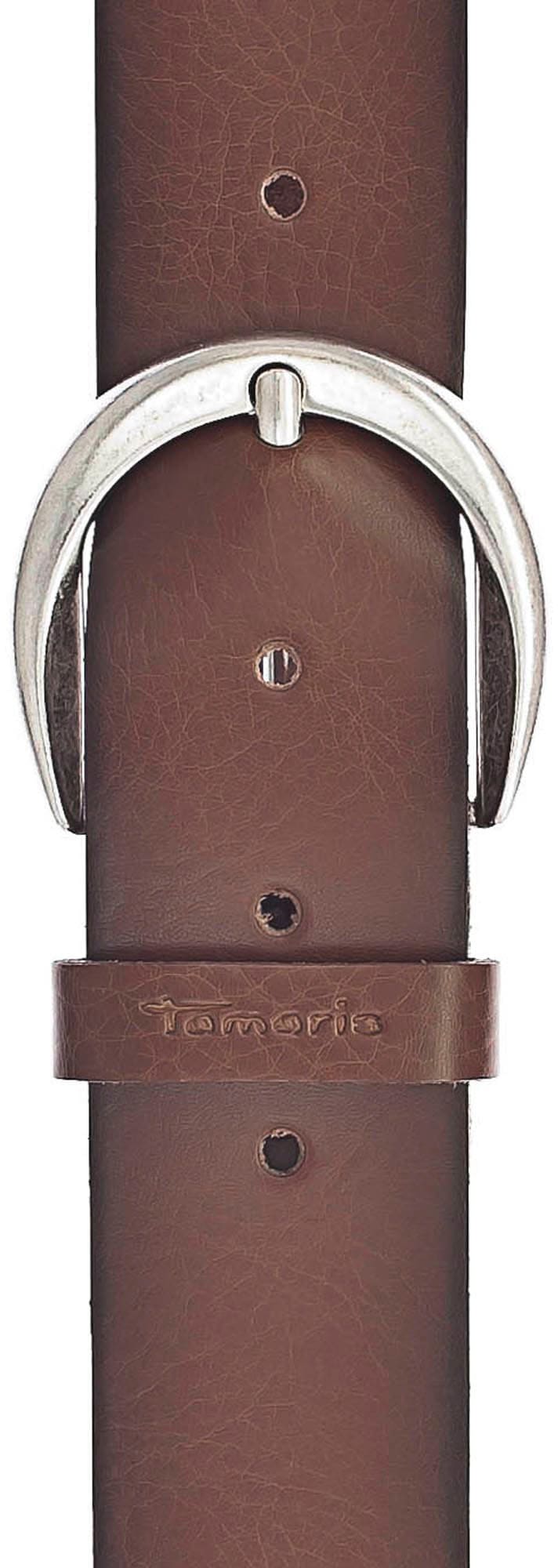 Tamaris Ledergürtel mit Logoschriftzug auf der Gürtelschlaufe, Basic-Style