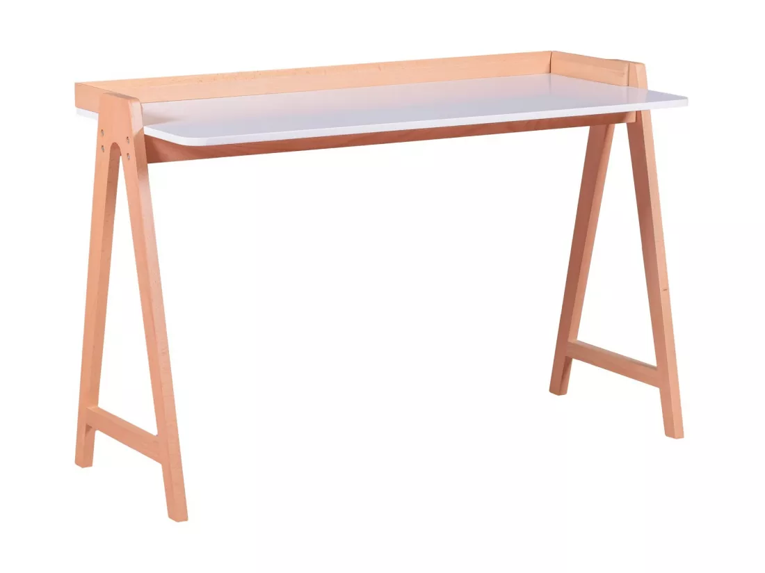 Table de bureau minimaliste en bois de chêne - Pop - Blanc