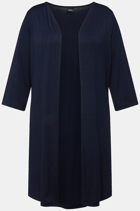 Longjacke, Rippjersey, offene Form, V-Ausschnitt