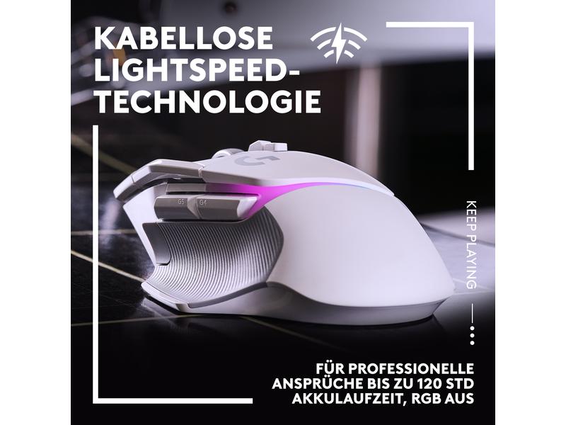 Logitech Gaming-Maus G502 X Plus Weiss Kabellose Lightspeed Gaming-Maus mit «Lightsync»-RGB-Beleuchtung