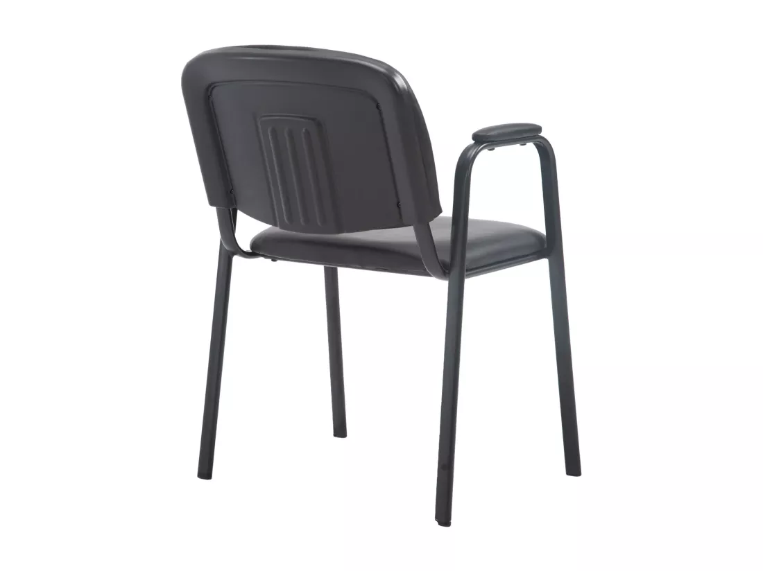 Chaise de conférence - Similicuir & Métal noir mat - Noir - Ken Pro