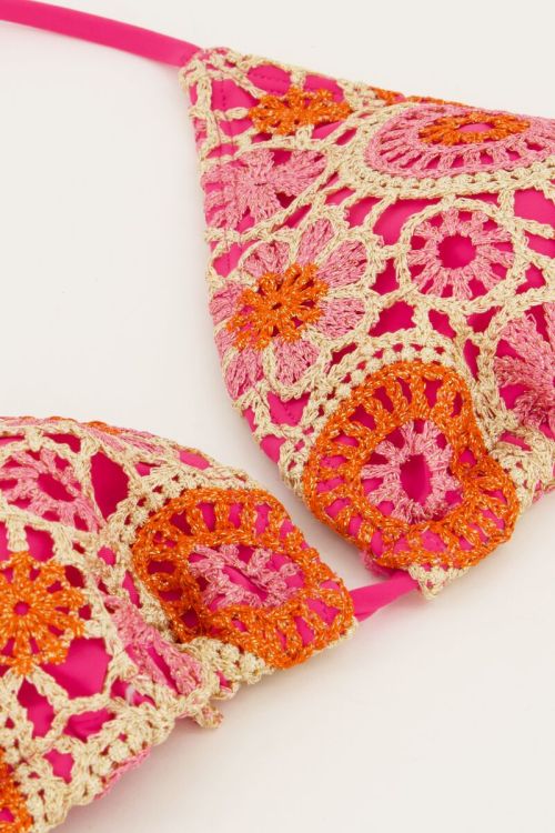 Roze bikini top triangel met crochet