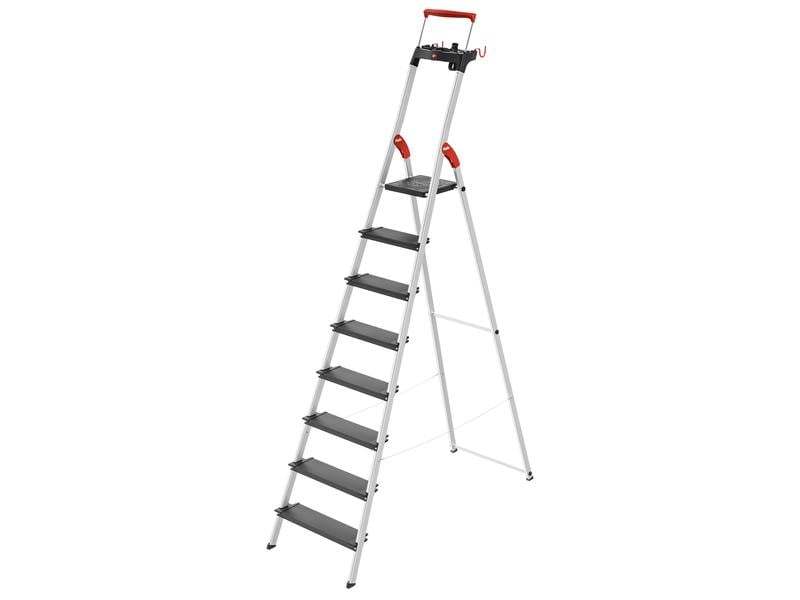Hailo Bockleiter L100 TopLine 8 Stufen Alu-Sicherheits-Stehleiter mit Multifunktions-Schale