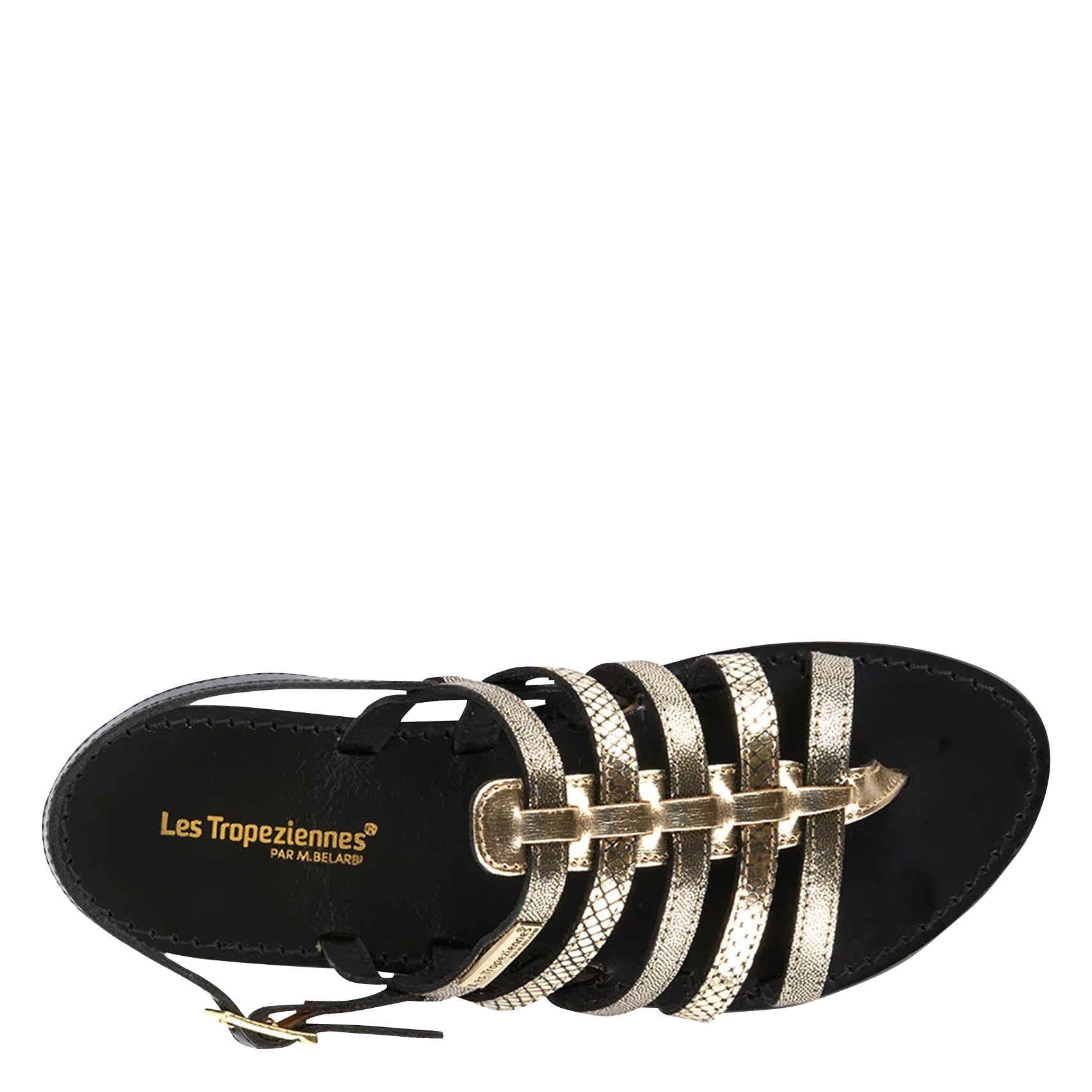 HERIBLAK - Sandales plates en cuir | Noir