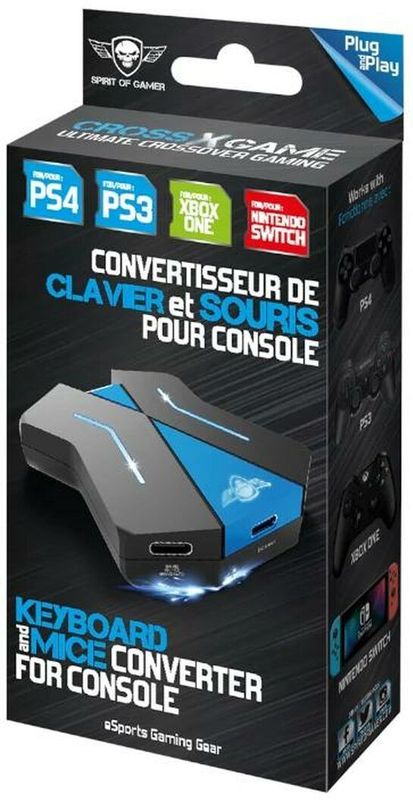 SPIRIT OF GAMER - Adapter Toetsenbord Muis - Controller Compatibel PS4/PS3/SWITCH/XBOX - Converter voor Console Video Game - Blauw