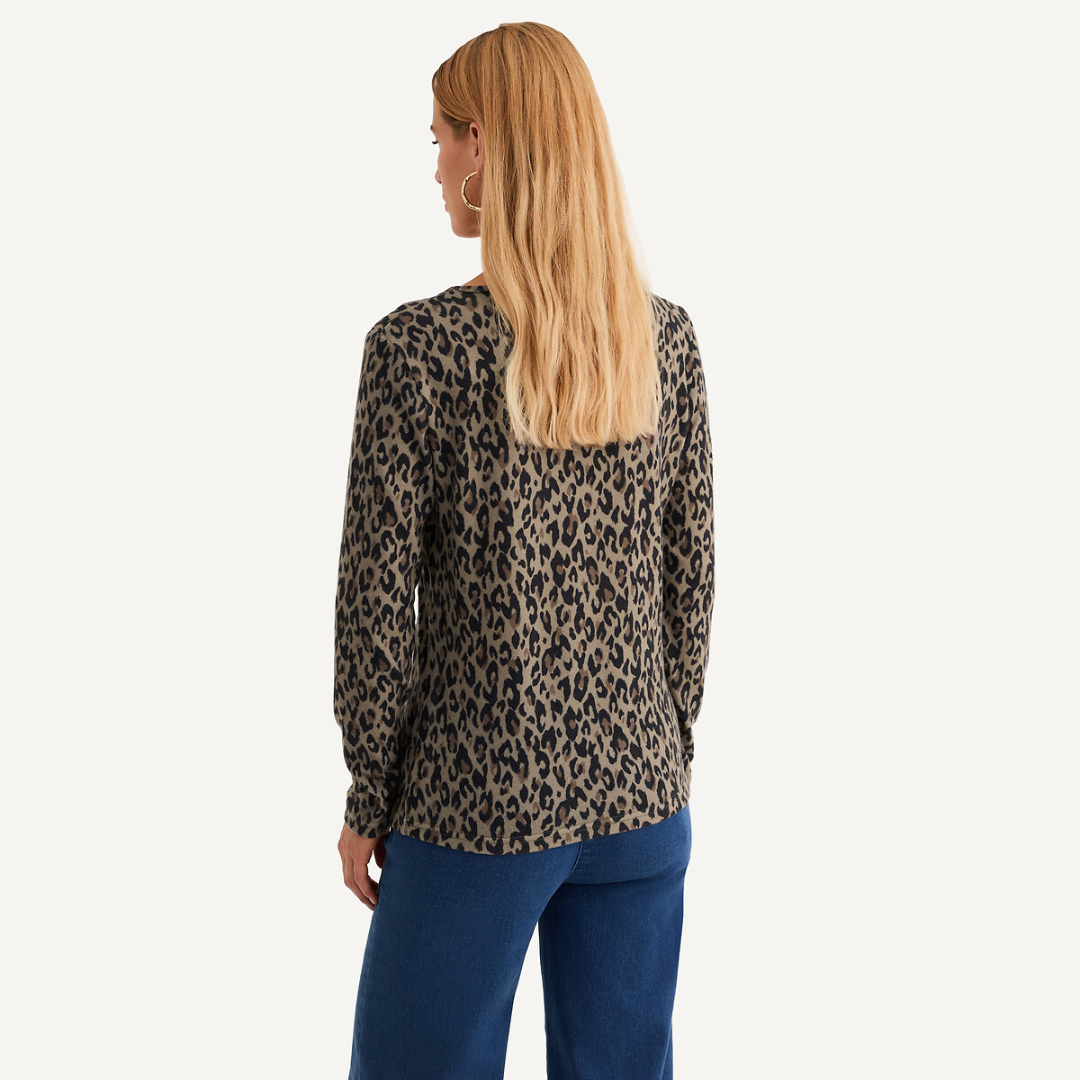 ANNE WEYBURN<br>Camiseta estampada, tecido escovado, efeito quente