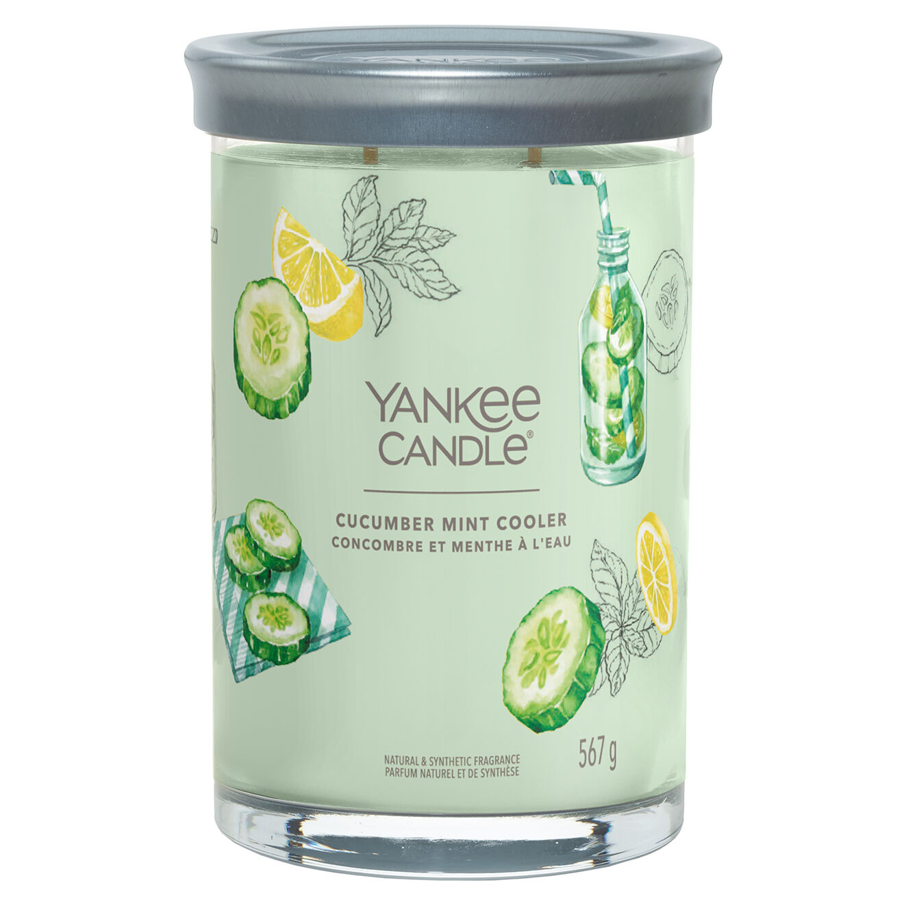 Yankee Candle Bougie parfumée Grande jarre Signature Concombre & menthe à l'eau - 60-100h