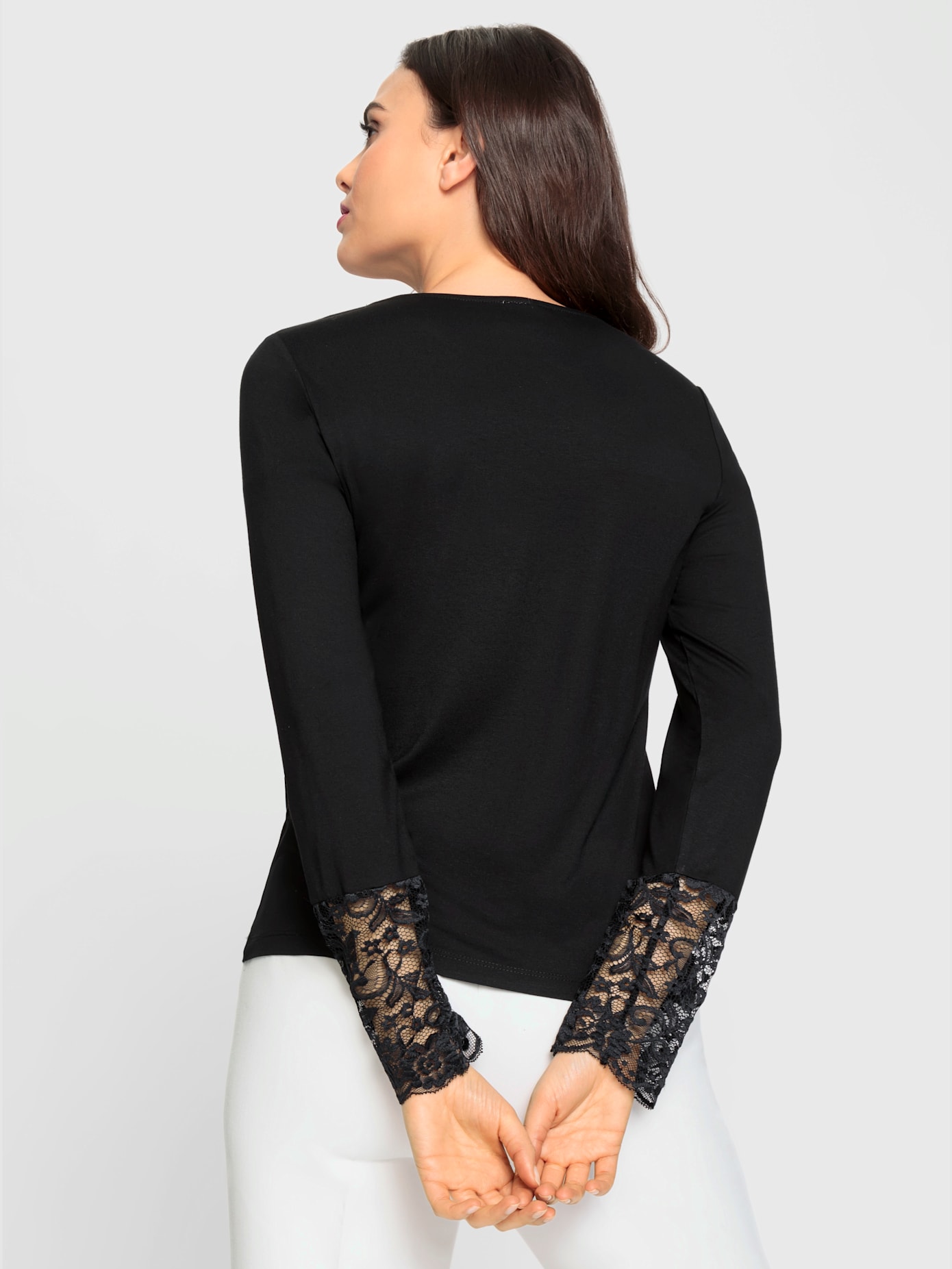 T-shirt en dentelle à encolure ronde