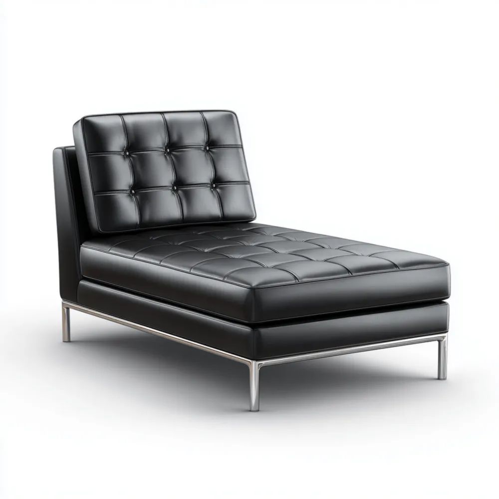 Relaxliege Leder 160x80x70 cm - Schwarz - Modernes Design